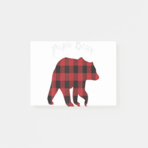 PAPA BEAR Men Red Kariert Christmas Pajama Family  Post-it Klebezettel