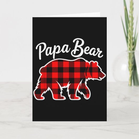 Papa Bear Pajama Red Buffalo Xmas Funny Family Chr Karte (Vorderseite)