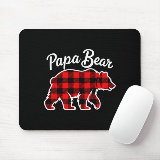 Papa Bear Pajama Red Buffalo Xmas Funny Family Chr Mousepad (Mit Mouse)
