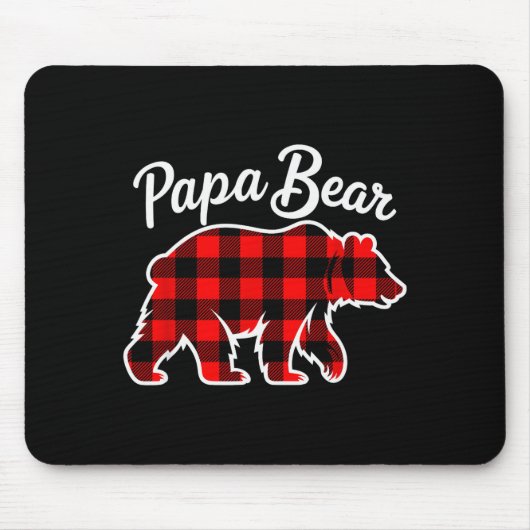 Papa Bear Pajama Red Buffalo Xmas Funny Family Chr Mousepad (Vorne)