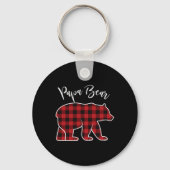 Papa Bear Pajama Red Buffalo Xmas Funny Family Chr Schlüsselanhänger (Vorderseite)