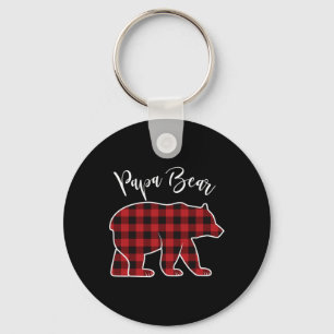 Papa Bear Pajama Red Buffalo Xmas Funny Family Chr Schlüsselanhänger