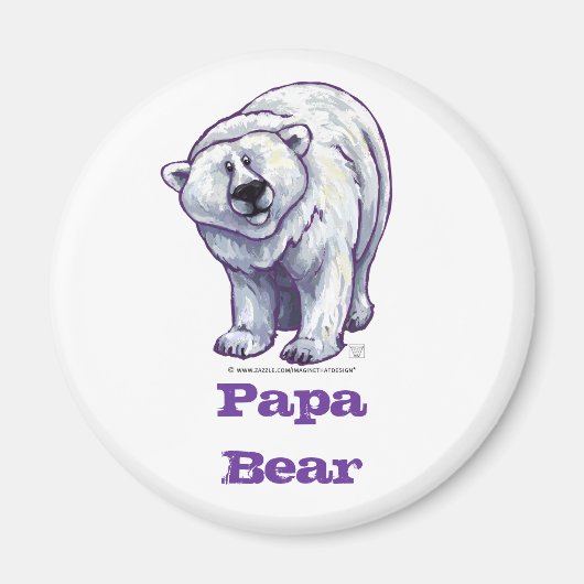Papa Bear Polar Bear Round Magnet (Vorne)