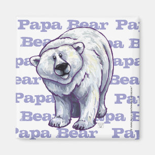 Papa Bear Polar Bear Square Magnet