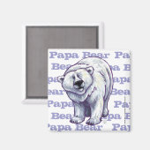 Papa Bear Polar Bear Square Magnet (Vorderseite/Rückseite)