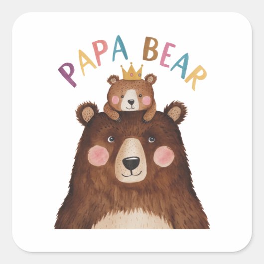 Papa Bear Quadratischer Aufkleber (Vorderseite)