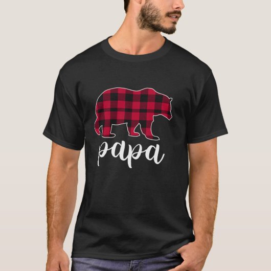 Papa Bear Red Buffalo Karierter Bär T-Shirt (Vorderseite)