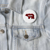 Papa Bear - Roter und schwarzer Büffel kariert Button (Beispiel)
