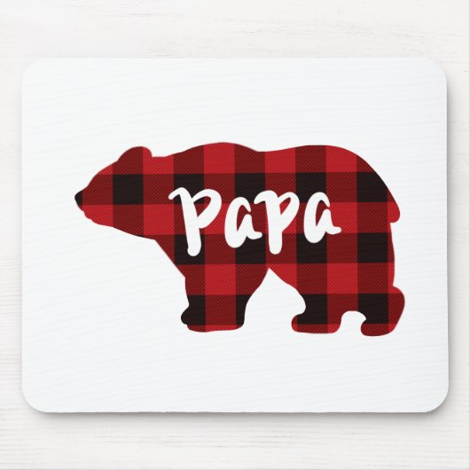 Papa Bear - Roter und schwarzer Büffel kariert Mousepad (Vorne)