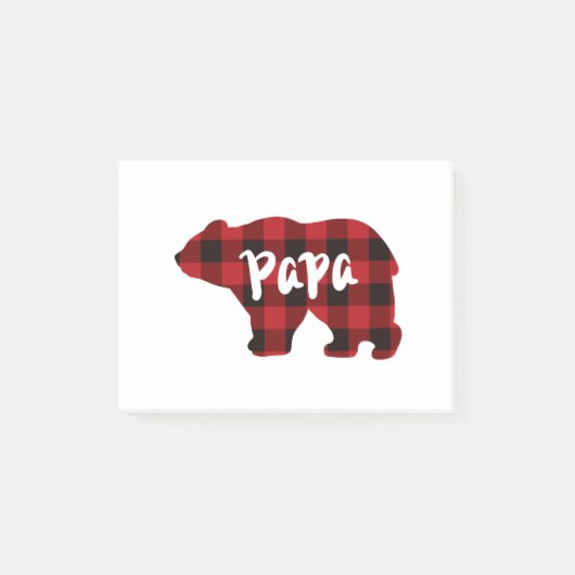 Papa Bear - Roter und schwarzer Büffel kariert Post-it Klebezettel (Vorderseite)