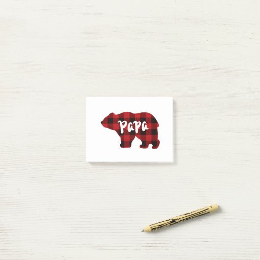 Papa Bear - Roter und schwarzer Büffel kariert Post-it Klebezettel (Auf Schreibtisch)