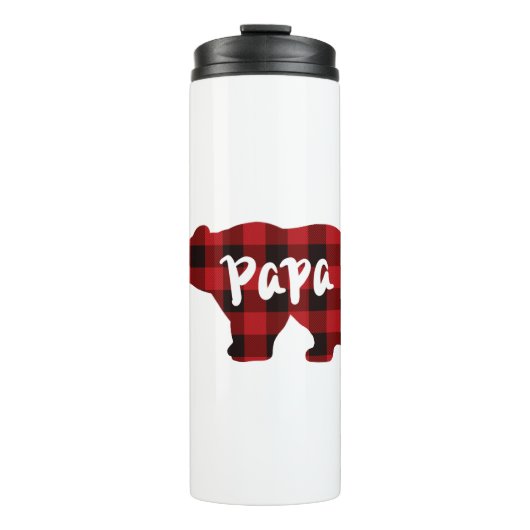 Papa Bear - Roter und schwarzer Büffel kariert Thermosbecher (Vorderseite)