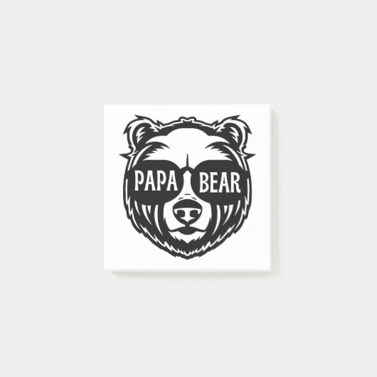 Papa Bear Sonnenbrille Vatertag Post-it Klebezettel (Vorderseite)
