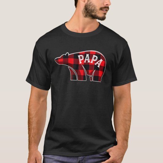 Papa Bear Weihnachten Karierte Familie Matching Pa T-Shirt (Vorderseite)
