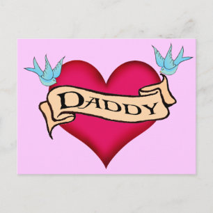 Papa - Benutzerdefinierte Herz-Tattoo-T-Shirts & G Postkarte