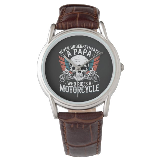 Papa Biker, der ein Motorrad fährt Armbanduhr (Vorderseite)