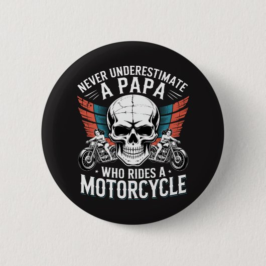 Papa Biker, der ein Motorrad fährt Button (Vorderseite)