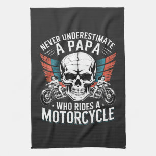 Papa Biker, der ein Motorrad fährt Geschirrtuch
