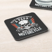 Papa Biker, der ein Motorrad fährt Getränkeuntersetzer (Linke Seite)