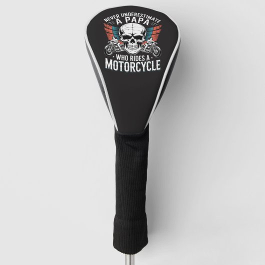 Papa Biker, der ein Motorrad fährt Golf Headcover (Vorderseite)
