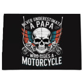 Papa Biker, der ein Motorrad fährt Große Geschenktüte (Vorderseite)