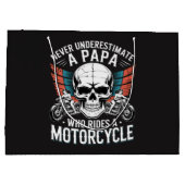 Papa Biker, der ein Motorrad fährt Große Geschenktüte (Rückseite)