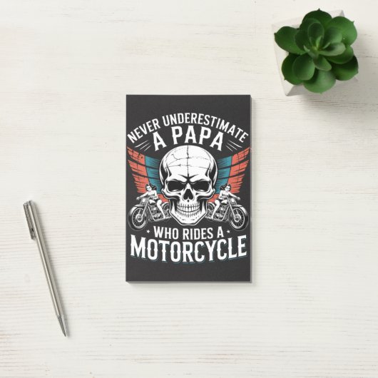 Papa Biker, der ein Motorrad fährt Post-it Klebezettel (Büro)