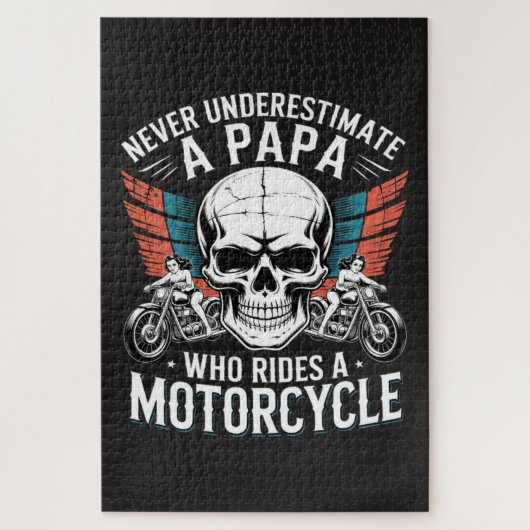 Papa Biker, der ein Motorrad fährt Puzzle (Vertikal)