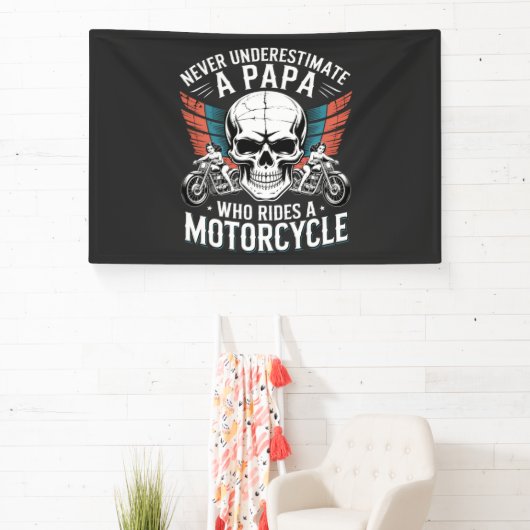 Papa Biker Who Rides A Motorcycle Banner (InSitu)