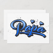 Papa blue Heart Graffiti Karte (Vorne/Hinten)