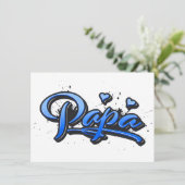 Papa blue Heart Graffiti Karte (Stehend Vorderseite)