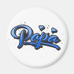 Papa blue Heart Graffiti Magnet