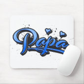 Papa blue Heart Graffiti Mousepad (Mit Mouse)