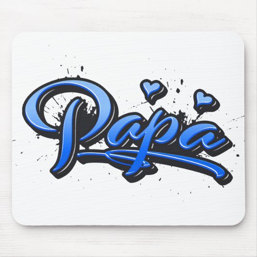 Papa blue Heart Graffiti Mousepad (Vorne)