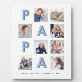 PAPA Blue Letters Grandpa Photo Collage Keepsake Fotoplatte (Vorderseite)