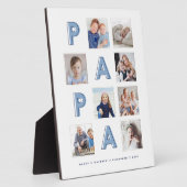 PAPA Blue Letters Grandpa Photo Collage Keepsake Fotoplatte (Seite)
