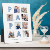 PAPA Blue Letters Grandpa Photo Collage Keepsake Fotoplatte (Seite)