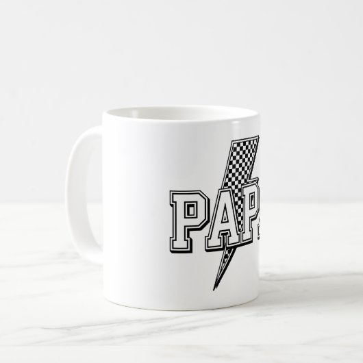 Papa Bold Checkered Lightning Keepake Tasse (Vorderseite Links)