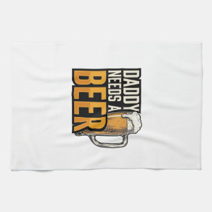 Papa braucht ein Bier Vintage Gravur Shirt Design_ Geschirrtuch
