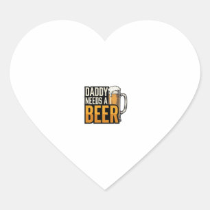 Papa braucht ein Bier Vintage Gravur Shirt Design_ Herz-Aufkleber