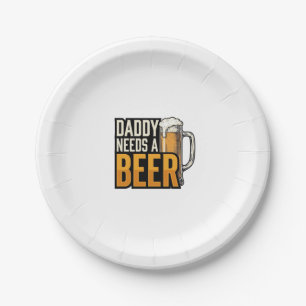 Papa braucht ein Bier Vintage Gravur Shirt Design_ Pappteller
