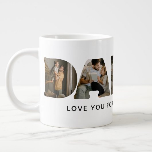 PAPA-Buchstabe Fotocollage Jumbo-Tasse (Links)