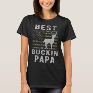 Papa Camouflage American Flag Deer Hu T-Shirt
