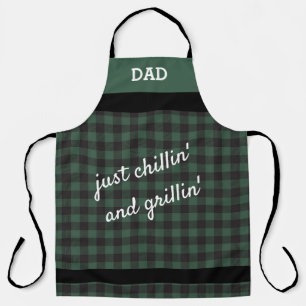 Papa - Chillen und Grillen Green Buffalo Kariert Schürze