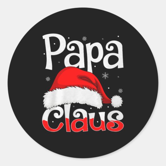 Papa Claus Christmas Family Matching Pajamas Dad D Runder Aufkleber (Vorderseite)