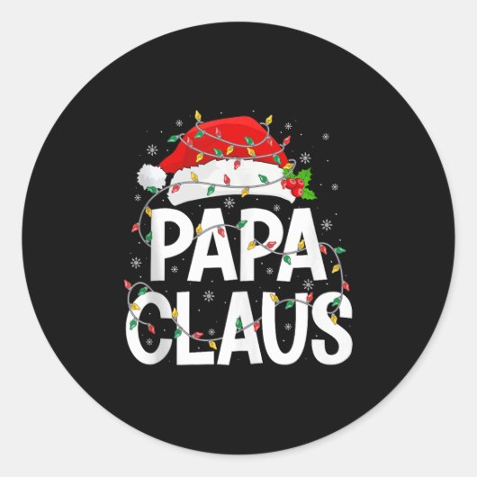 Papa Claus Christmas Lights Matching Family Santa  Runder Aufkleber (Vorderseite)