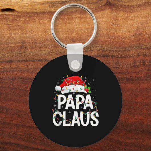 Papa Claus Christmas Lights Matching Family Santa Schlüsselanhänger (Vorderseite)
