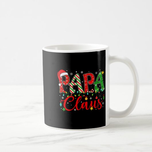 Papa Claus Christmas Lights Pajama Family Matching Kaffeetasse (Rechts)