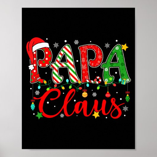 Papa Claus Christmas Lights Pajama Family Matching Poster (Vorne)