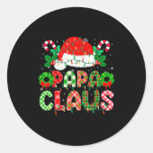 Papa Claus Christmas Lights Pajama Family Matching Runder Aufkleber (Vorderseite)